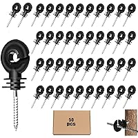 Fence Insulator 50 Pcs Black Electric Fence Insulator, Screw in Ring Insulator for Fence Ring Post Wood Post Insulator (Syste
