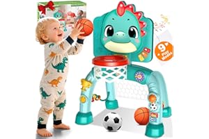 Zerhunt Toddler Sports Activity Toys: Motor Skills Development Energy Release by Mini Basketball & Soccer with Music & Light for Indoor Outdoor - Idea Christmas Birthday Gift for Boys Girls Age 1-3