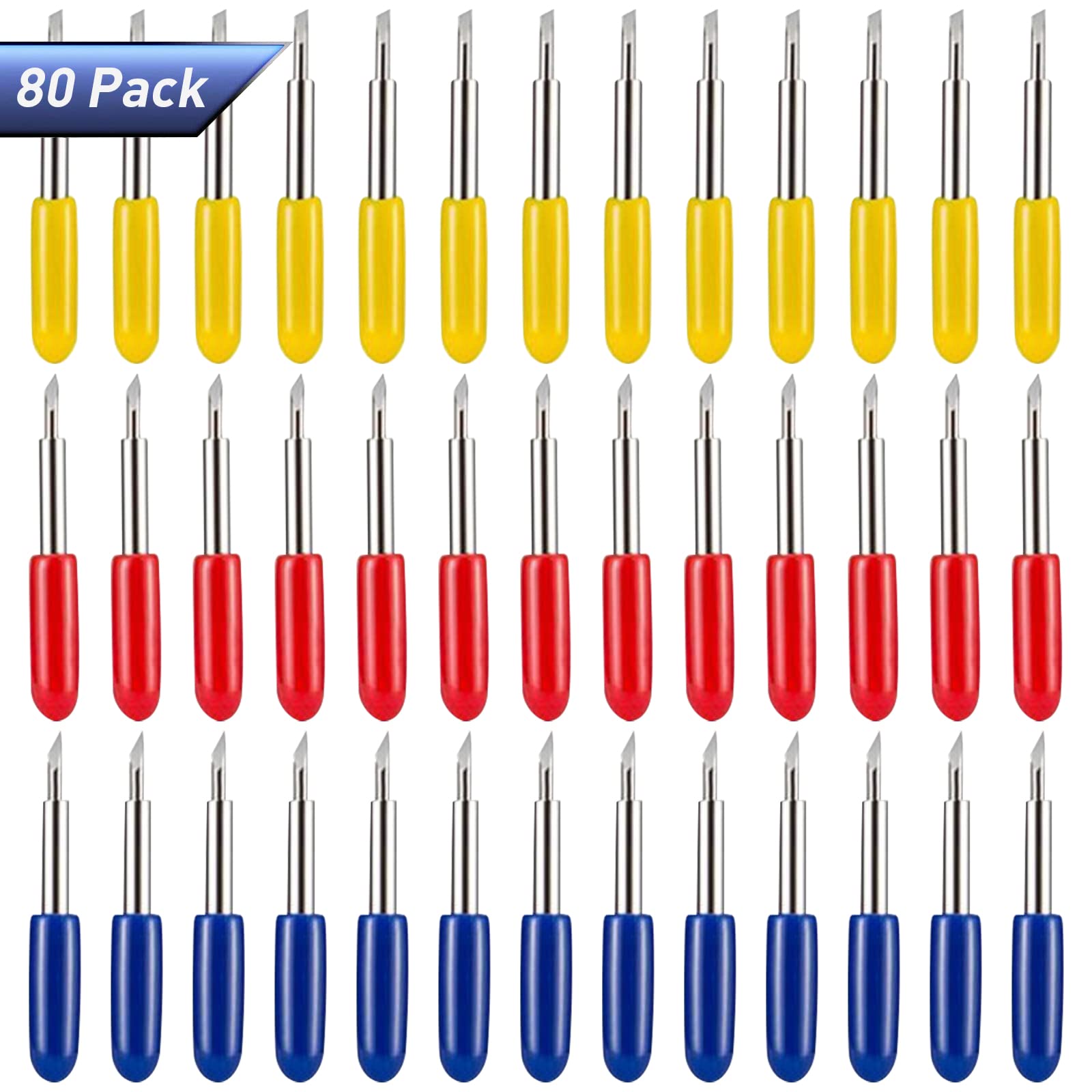 80PCS Replacement Cutting Blades Compatible for Cricut Explore Air 2/Air 3/Maker/Maker 3/Expression, 40PCS Standard Blades, 20PCS Fine Point Blades and 20PCS Deep Point Blades Compatible with Blades
