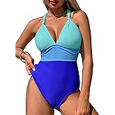 Herseas Women's Twist Cut Out One Piece Swimsuit V Neck Knotted Tummy Control Bathing Suit