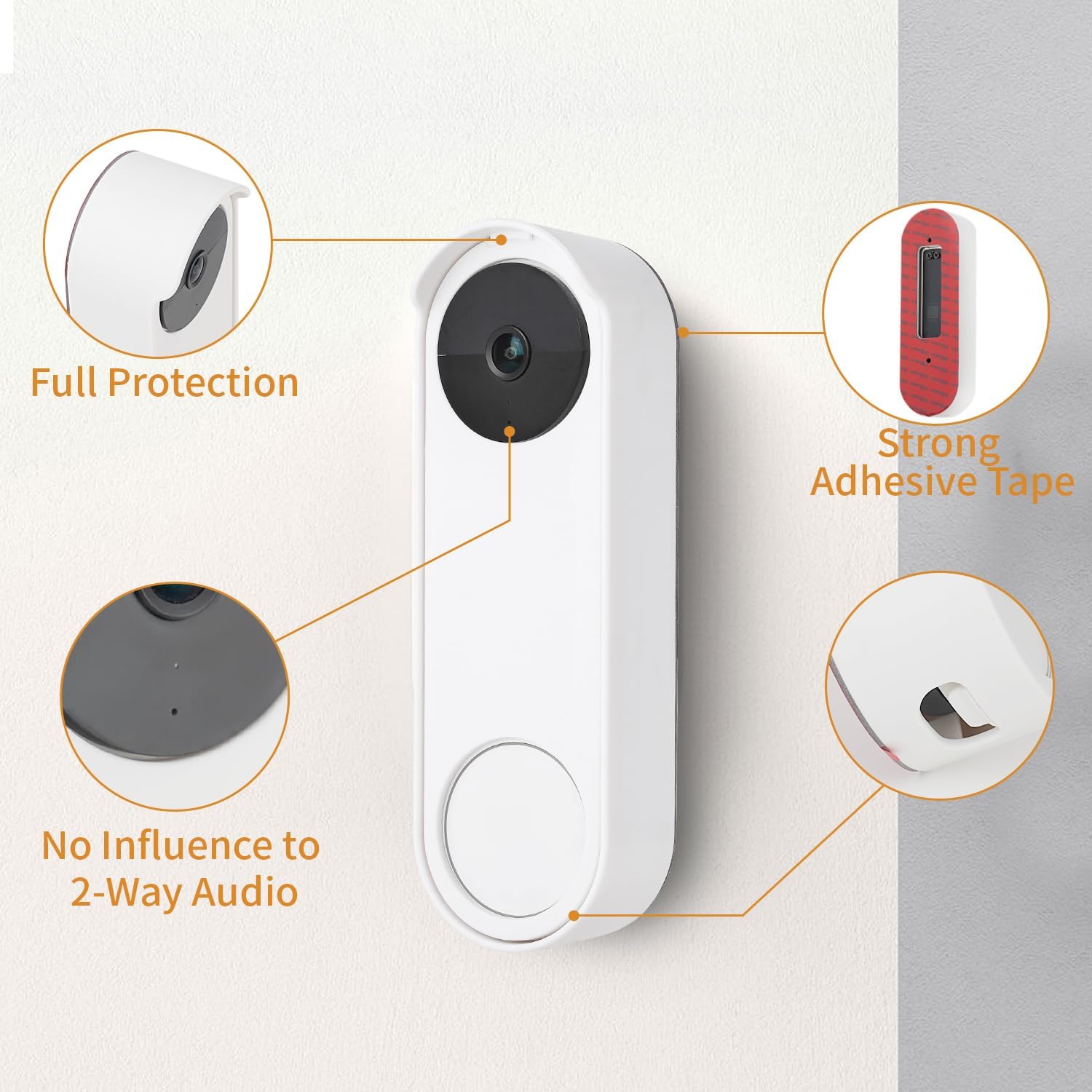 wochel No-Drill Mount for Google Nest Doorbell (Battery), Adhesive Doorbell Mount Bracket, Easy Installation for Nest Doorbell System (White)