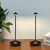 Rechargeable Cordless Table Lamp set of 2, 6000mAh Battery Operated Desk Lamps, Portable LED Touch Lamp Outdoor Camping Lamp 3 Color Stepless Dimming Lamp For Bedroom/Restaurant/Patio (Black)