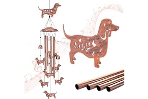 SRDJXY Dachshund Dog Wind Chimes Outdoor Weiner Dog Gifts for Women Men Mom Dad Best Birthday Unique Gardening Gifts Metal WindChimes for Outside/Indoors, Lawn, Patio, Home, Yard Decor, Garden Decorations