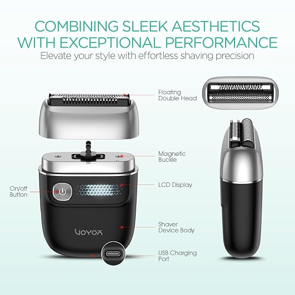 VOYOR FOIL SHAVER 2 IN 1 DOUBLE SHAVERS FOR MEN,PORTABLE ELECTRIC RAZOR WITH RECHARGEABLE FOIL RAZOR MULTIFUNCTION GROOMING BARBER SHAVER IPX6 WASHABLE TRAVEL SHAVERS ER300 (SILVER)