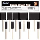 eHomeA2Z Foam Paint Brushes 10 Pack Lightweight, Great for Acrylics, Stains, Varnishes, Crafts, Art, Assorted Sizes, Sponge B