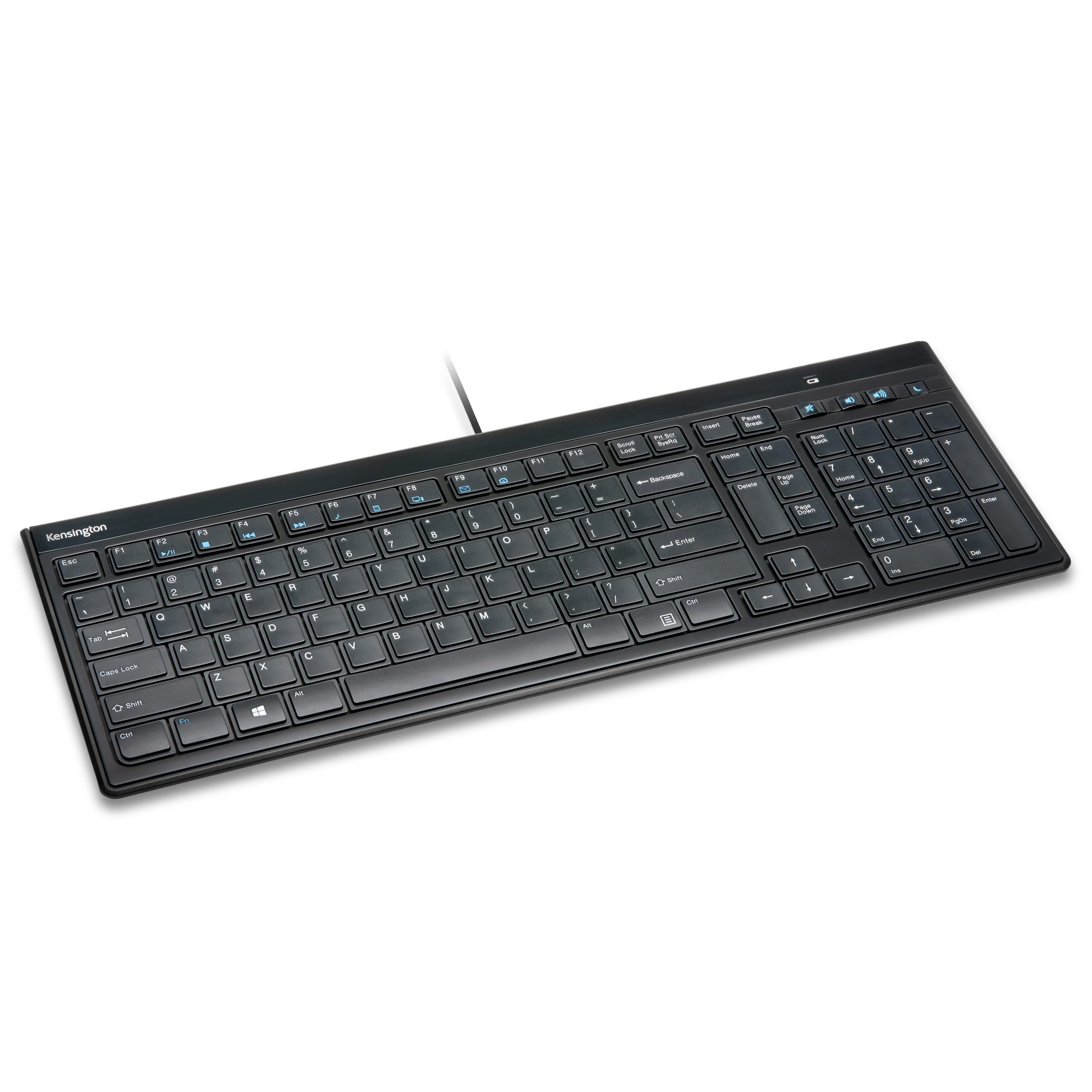 Kensington Wired USB 3.0 Keyboard - Advance Fit Quiet Full-Size Slim Keyboard with QWERTZ German Layout for Windows and Mac, Plug and Play (K72357DE)