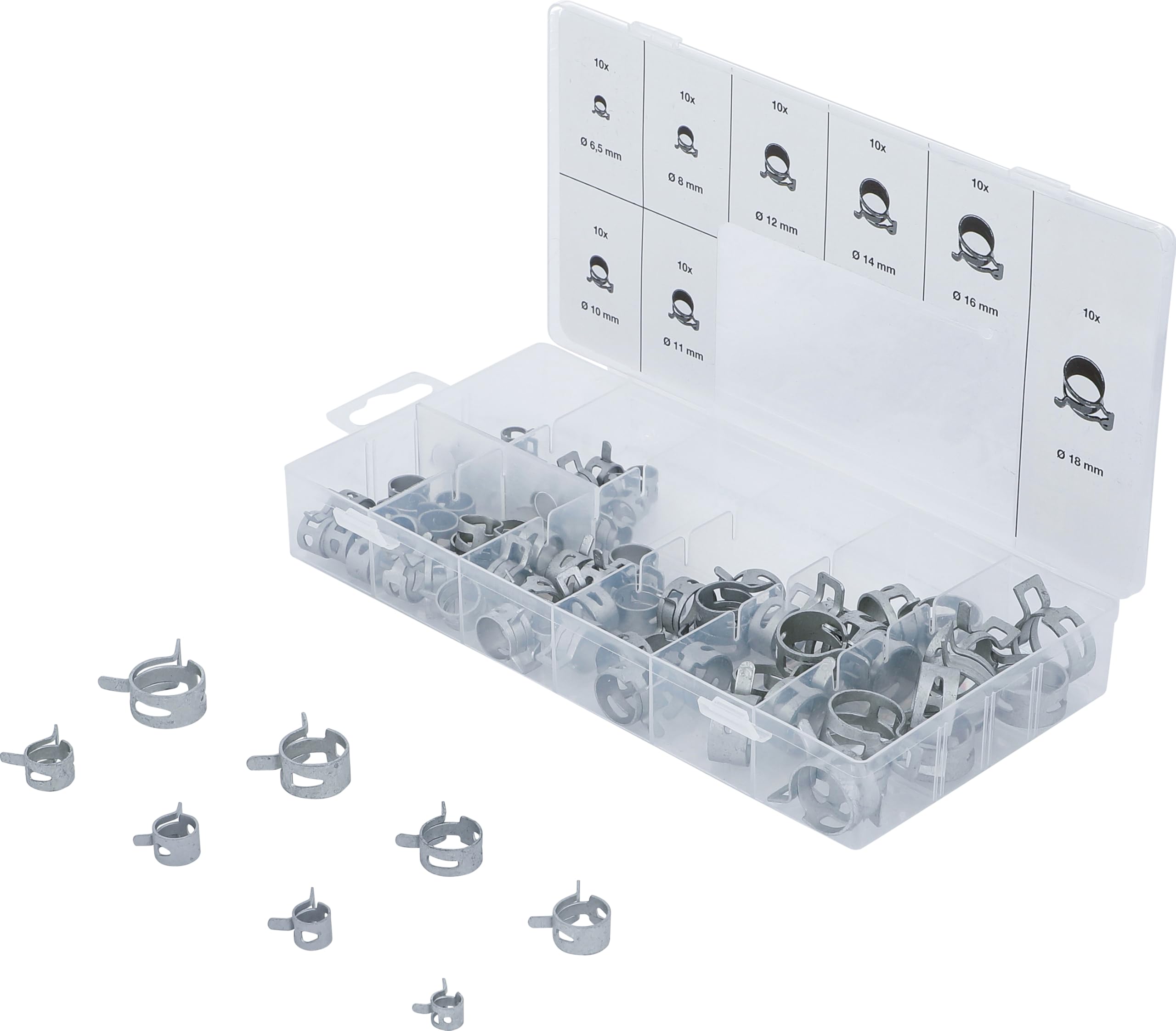 BGS 9475 | Spring Strip Hose Clamp Assortment | 80 pcs.