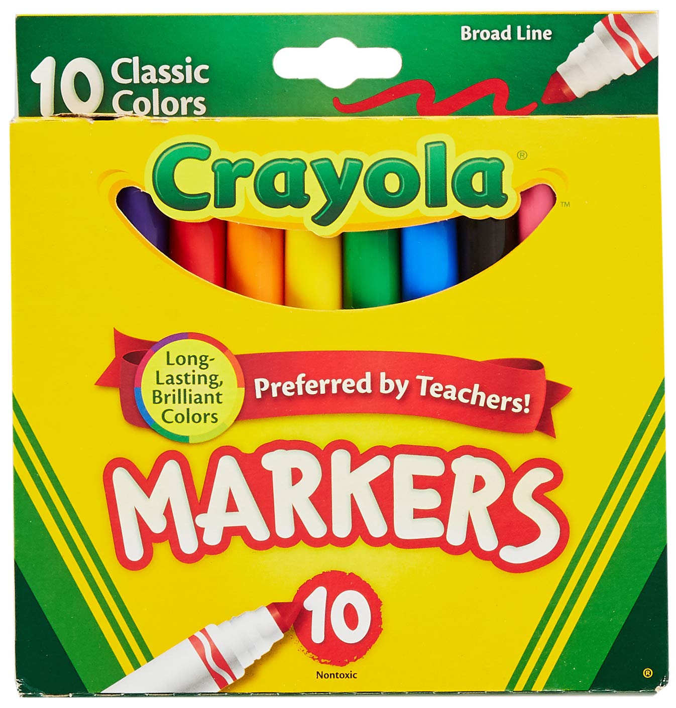 Marcadores Crayola Broad Line, colores clásicos, 10 cada uno (paquete de 24)