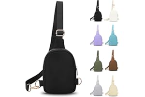 VOROLO Crossbody Sling Bag，Waist Belt Bag Women Sling Chest Bag with Ajustable Strap Small Trendy Sling Crossbody Bag Black