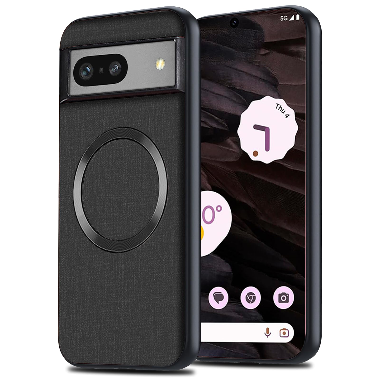 Yhsvie Magnetic Mobile Phone Case for Google Pixel 7A Cover Compatible with MagSafe,Thin Anti-Fingerprint Protective Case,Shockproof Cover for Pixel 7A 5G with TPU Bumper for Car Holder-Black