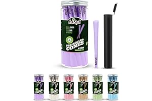 LaSyL Pre Rolled Cones | 100 Pack King Size (Purple) | Rolling Paper with Tips and Packing Tubes (4.3inch/109mm) | Burn Slow and Even