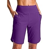 G Gradual Women's 9" Long Swim Board Shorts High Waisted Quick Dry Beach Swimming Shorts for Women with Pockets Liner
