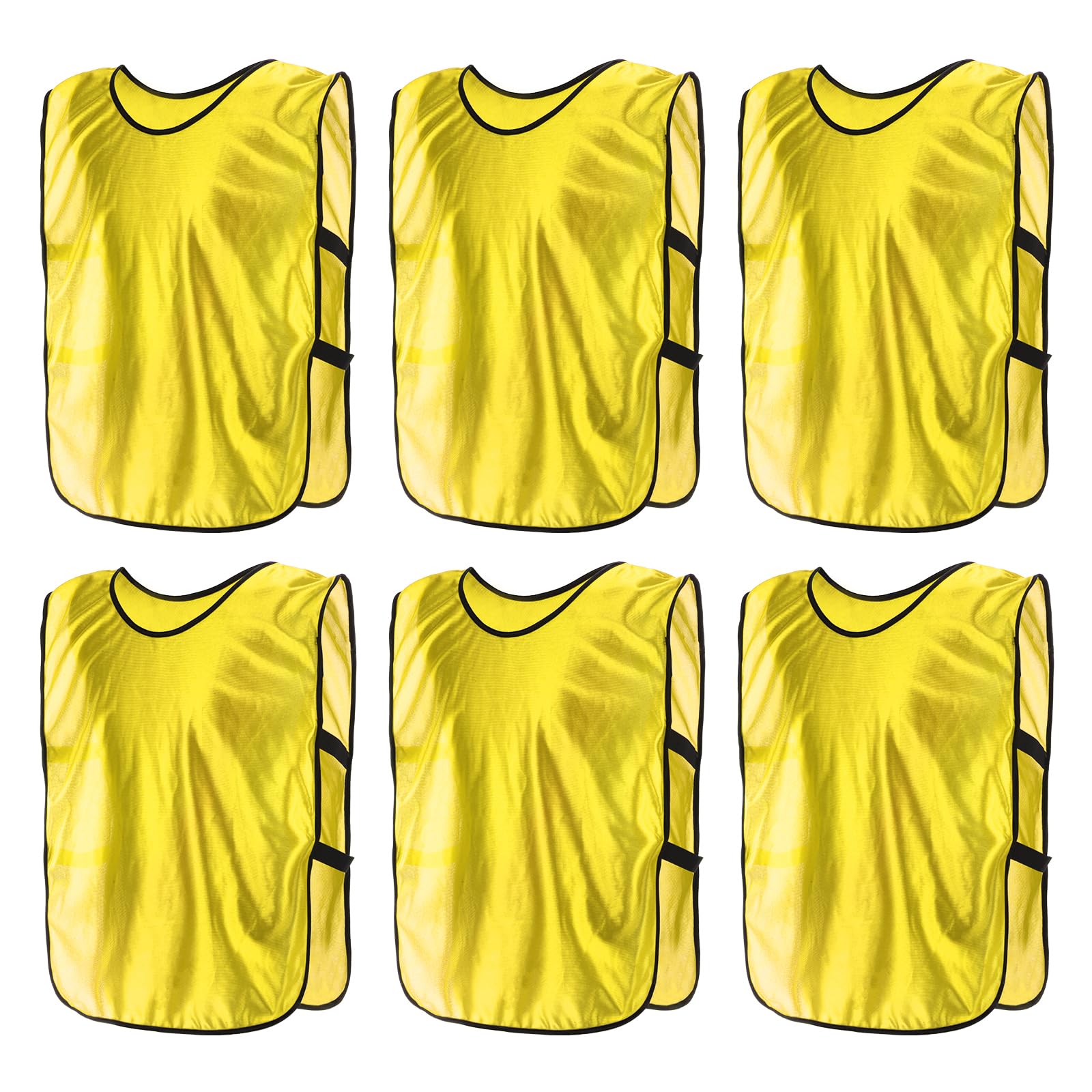 PATIKIL Scrimmage Vest, 6 Pack Soccer Pennies Soccer Jersey Training Vests Team Sports Pinnies Youth Football Practice Jerseys Fits Height 170cm to 200cm, Bright Gold