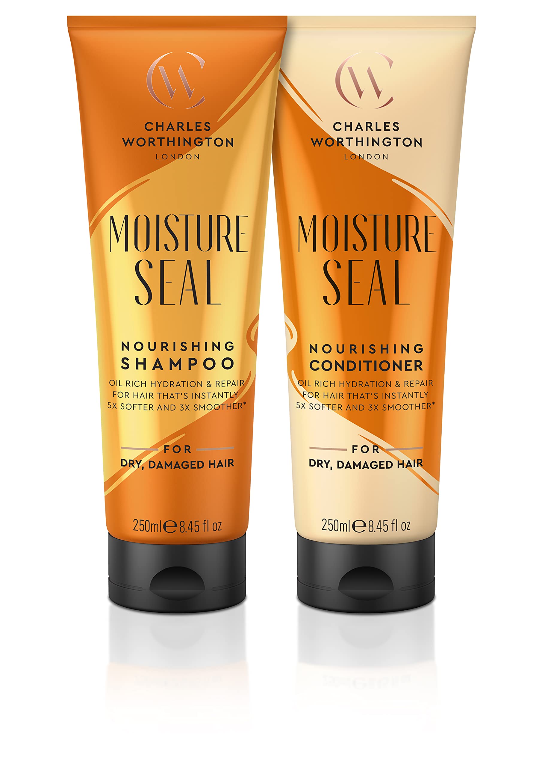 Charles Worthington Moisture Seal Duo, Shampoo and Conditioner Set, Haircare Routine for Moisture and Hydration, For Dry Hair, 2 x 250 ml