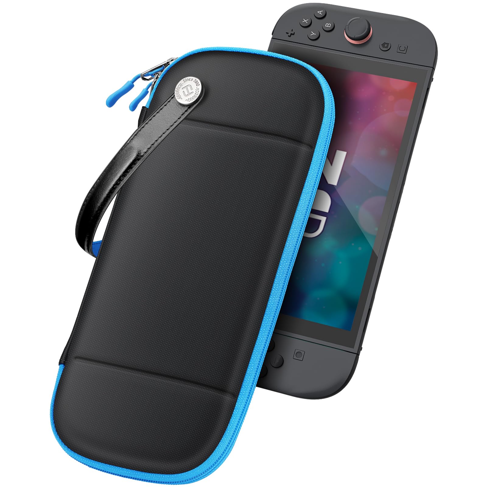 FINTIE Slim Case for Nintendo Switch 2 - Ultra Thin with Anti-Crush Joy-Con Protection, Holds 10 Game Cards & Amiibo Cards, Travel & Everyday Essential (Black Blue)