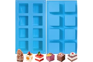 Sidosir 2Pcs 2inch Square Cube Silicone Mold for Mousse Cake, French Dessert Molds for Chocolate Brownie Bites, Brownie, Ice 