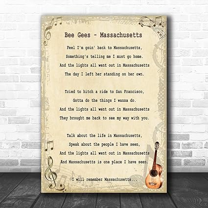 Citation De La Chanson De Massachusetts Framed Black Large A3 Amazon Fr Fournitures De Bureau
