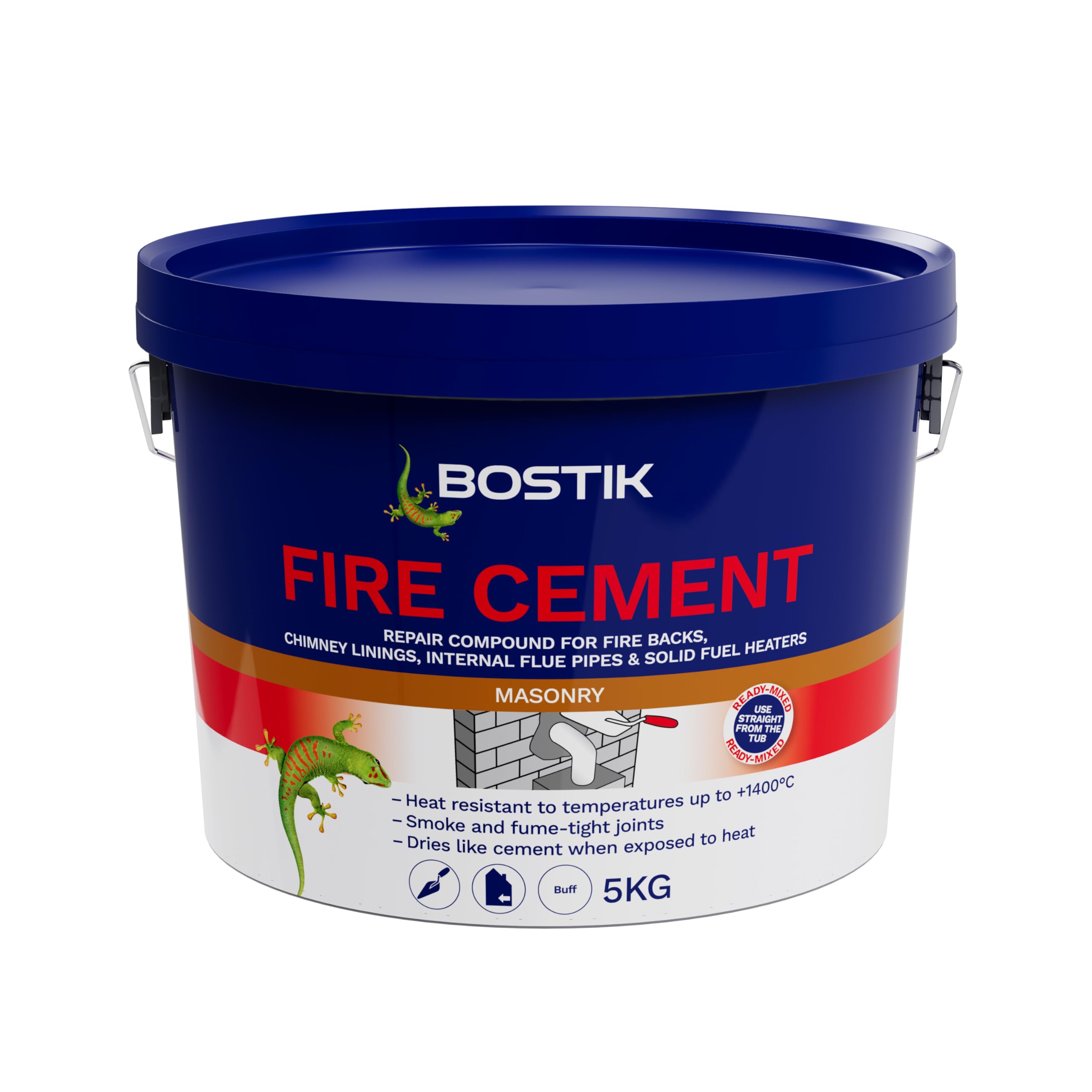 Bostik Fire Cement Buff - 5kg - Heat Resistant Sealant for Fireplaces, Stoves & Chimneys - Up to 1400°C