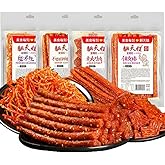 GCYYSIQS Latiao Spicy Strips 4 Packs,Nostalgia spicy sticks combination gift bag,delicious snack snacks,Sweet and spicy Chinese snacks,辣条大礼包,101g/3.5 Ounces per Pack