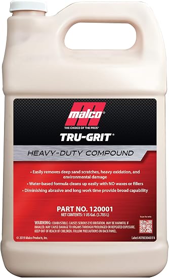 Amazon Com Malco Tru Grit Heavy Duty Buffing And Polishing Compound For Cars Automotive Paint Correction And Detailing Removes 1000 1500 Grit Sand Scratches 1 Gallon 120001 Automotive