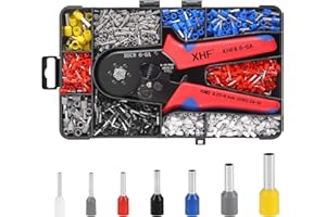 XHF 1700 PCS Ferrule Crimping Tool Kit with Hexagonal Ferrule Crimper Insulated Wire End Ferrules Terminals