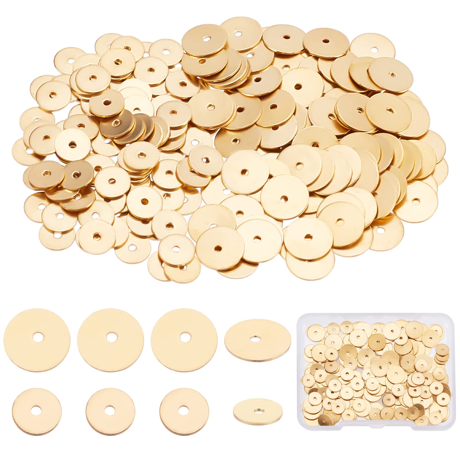 SUNNYCLUE 1 Box 200Pcs 6mm 8mm Gold Heishi Bead Flat Disc Beads Real 18K Gold Plated Brass Round Spacer Beads for Jewellery Making Charms Bracelet Necklace Earring Women DIY Craft Beading