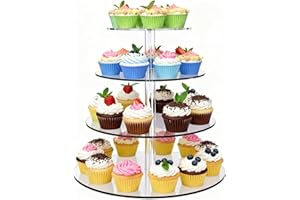 4 Tier Cupcake Stand Acrylic Clear Cup Cake Tree Tower Display Stand Holder for Weddings Reception Baby Showers Birthday Part