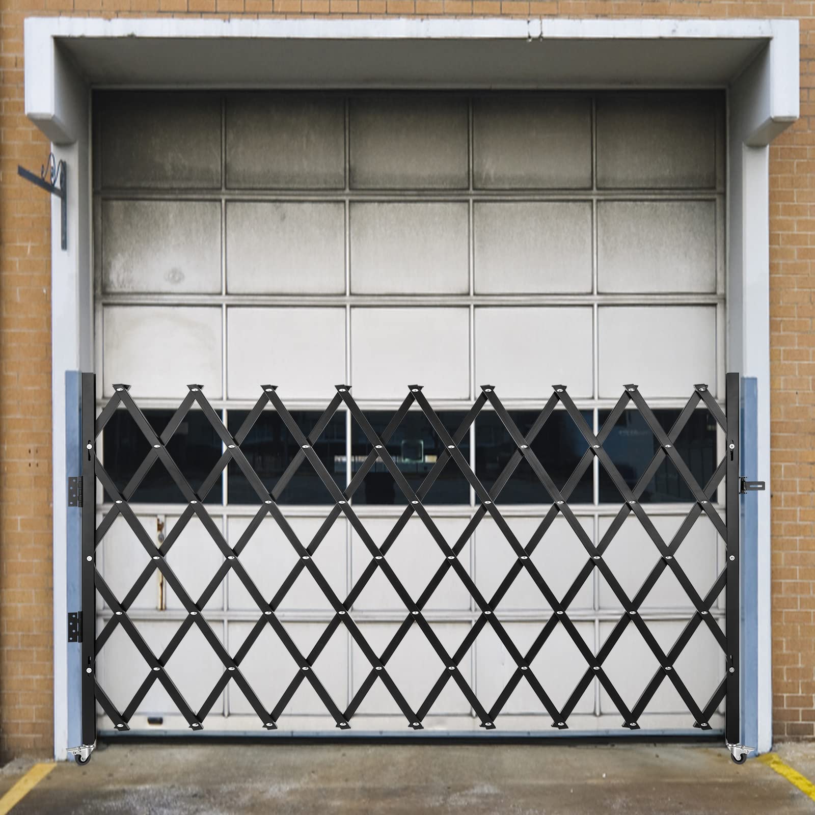 Photo 1 of VEVOR Single Folding Security Gate, 51.57" H x 74" W, Steel Accordion Door, Flexible Expanding Barricade, 360 Rolling Scissor Gate With Padlock