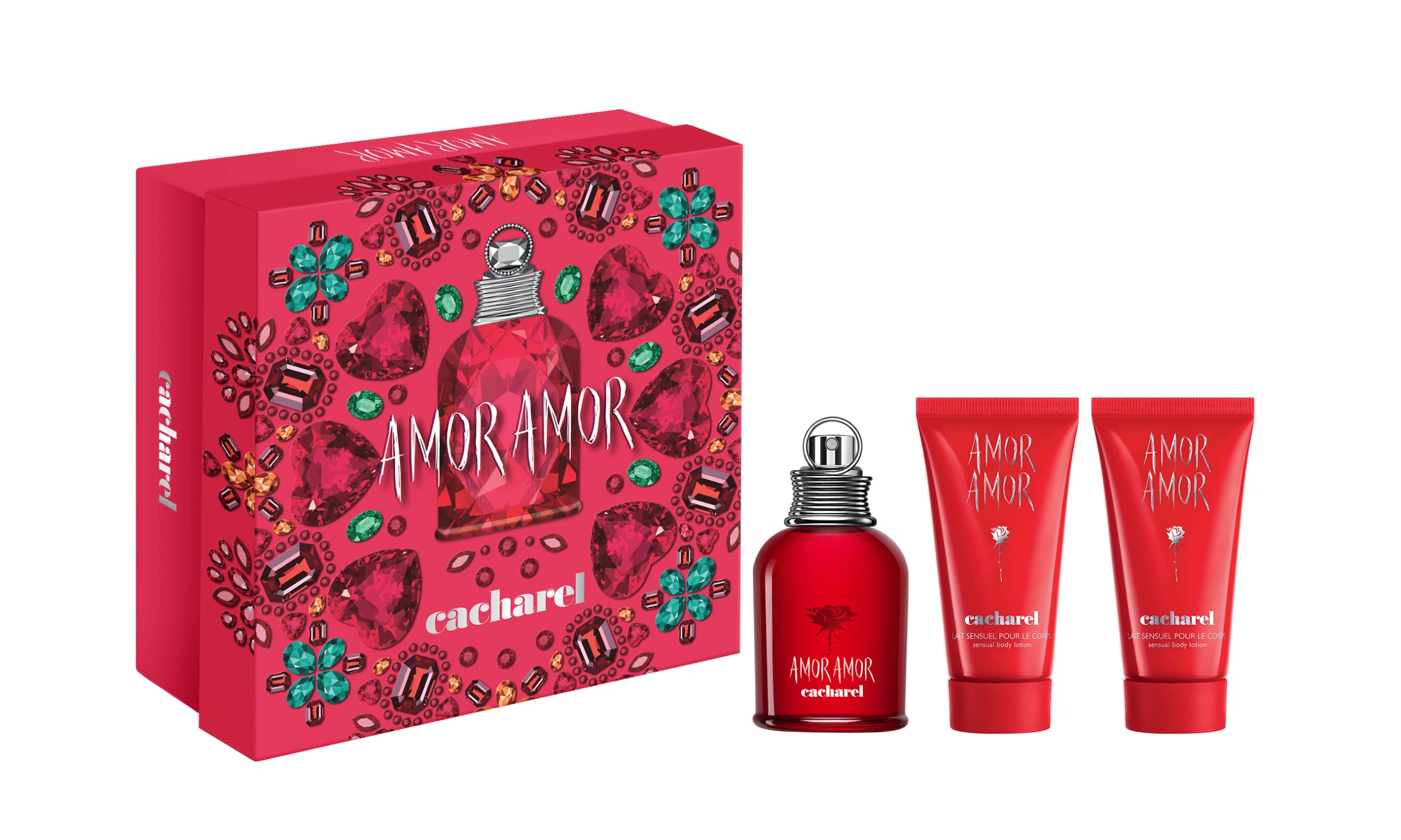 Cacharel Amor Amor Gift Set for Women, Eau de Toilette + 2 Pack Body Lotion