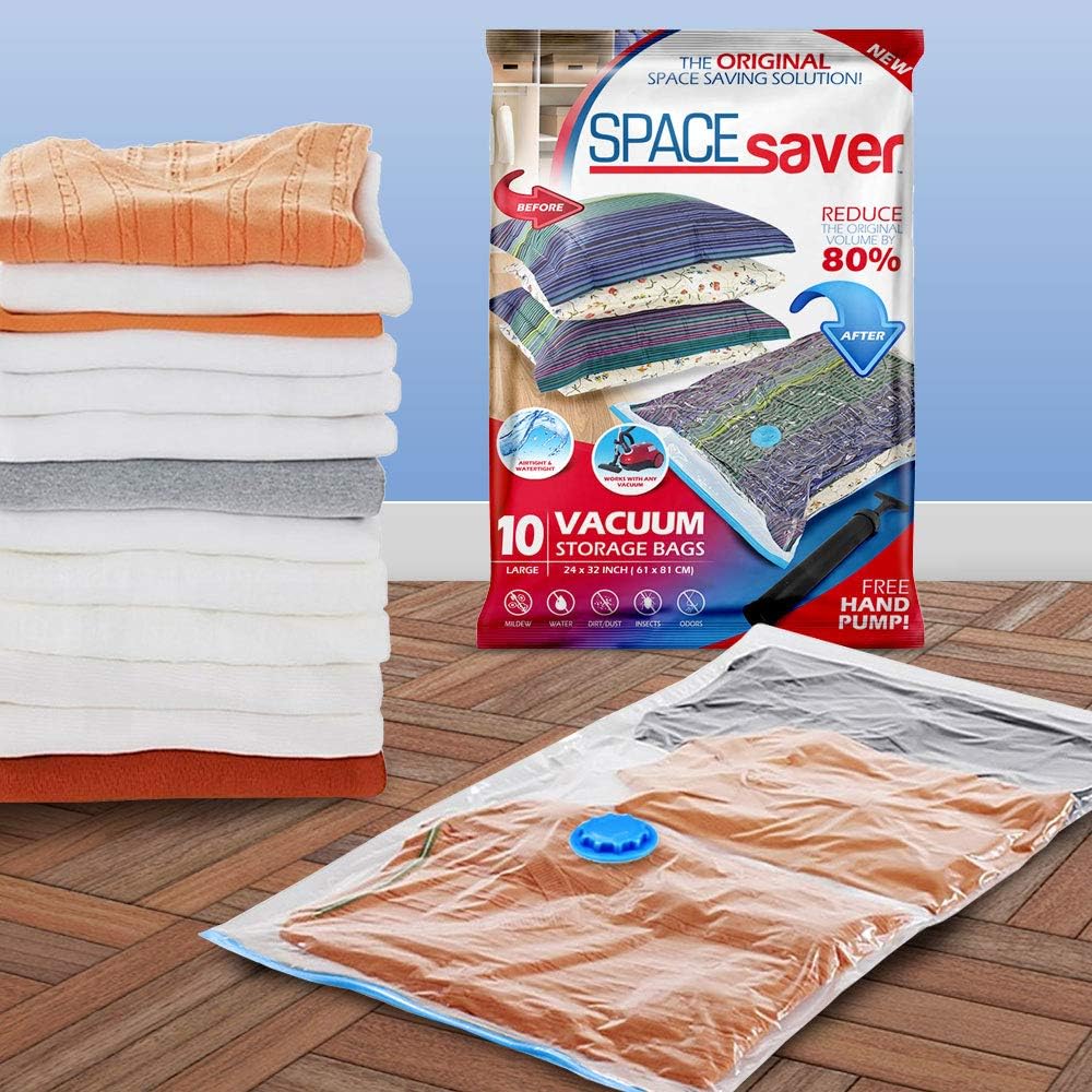 SpaceSaver Vacuum Storage Bags - Large 10-Pack with Pump for Clothes Bedding & More, Clear - Image 5