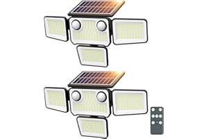 SZPOWER 4500LM Solar Lights Outdoor Waterproof, 254 LED Solar Flood Lights Outdoor with 2 Motion Sensor, 4 Heads Security Light with Remote Control for Yard Outside House Garage 2 Pack