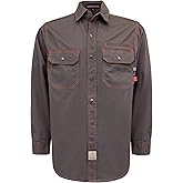 BOCOMAL FR Shirts for Men Snaps Down 7.5oz Water Repellent Fire Resistant Welding Jackets-NFPA2112 CAT2