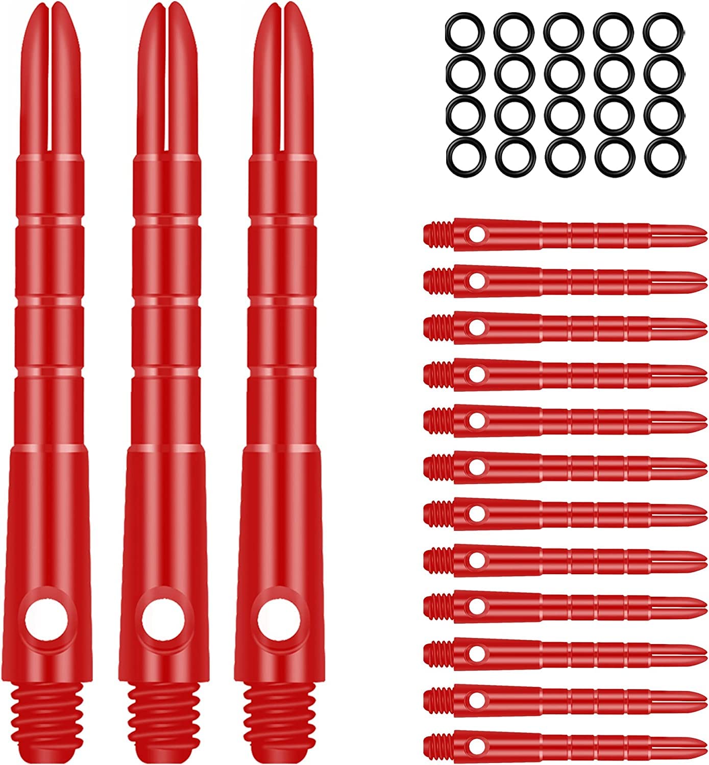 CyeeLife Pro Dart Shafts Aluminium 15pcs with 20pcs Rubber O Rings,Red 48mm
