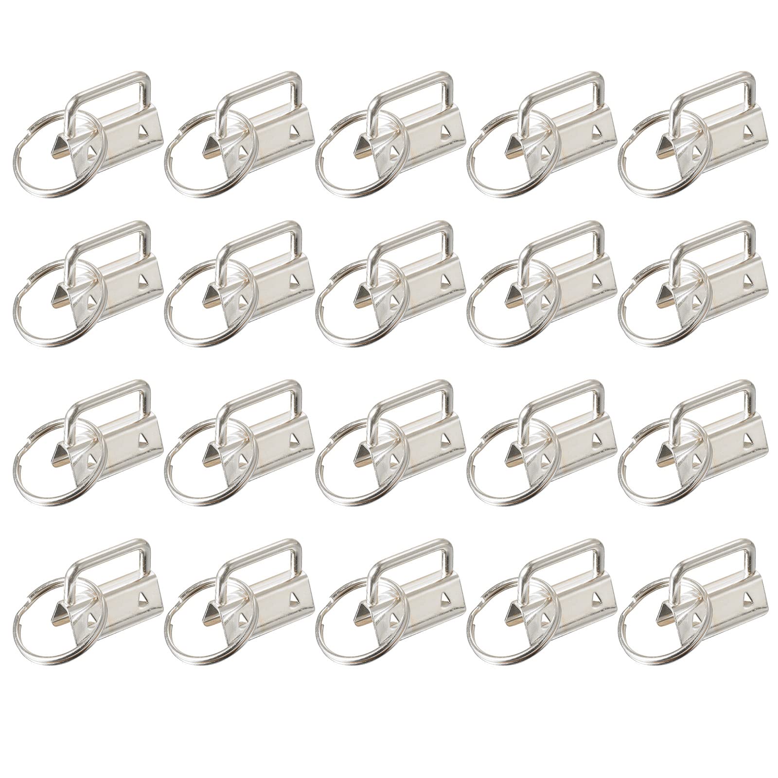 Photo 1 of uxcell 20Pcs 26mm/ 1-inch Key Fob Hardware with Keychain Ring for Bag Webbing Wristlets, Lanyards, Silver Tone