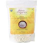 Darsa Organics Poha (Powa) 2 lb, Resealable Zipper Bag | Thick Flattened Rice with Fluffy Texture | USDA Organic Certified, Non-GMO, Vegan, Gluten-Free, Kosher | Healthy Breakfast &amp; Snacks