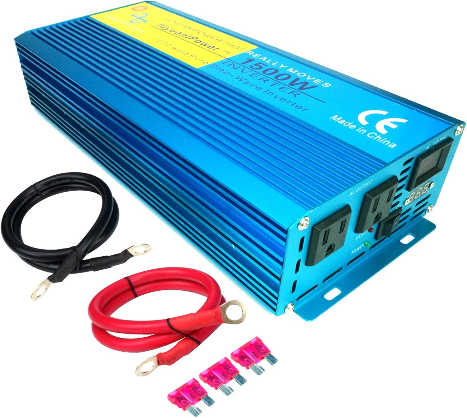 LVYUAN Reiner SinusWechselrichter 1500 W / 3000 W (Peak) für Auto, Wohnwagen, Wohnmobil