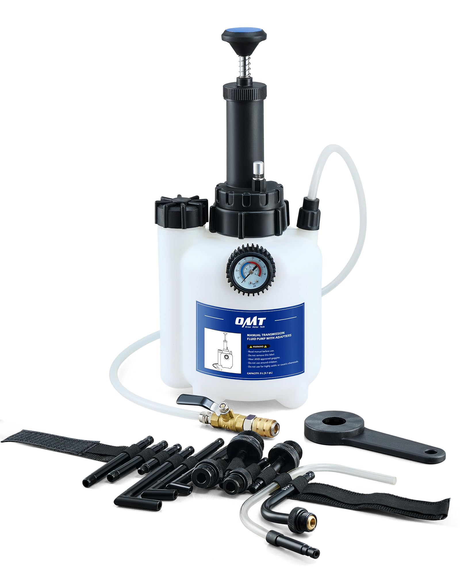 Photo 1 of Orion Motor Tech Transmission Fluid Pump, 3L Transmission Filler Pump with 12pc ATF Aluminum Adapters, Manual Transmission Fluid Transfer Pump with Pressure Gauge, Transmission Dispenser Oil Pump Tool