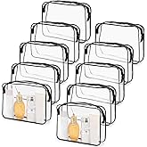 Tbestmax 10 Pack Clear Cosmetic Bags Makeup Bags Portable Waterproof TSA Approved Travel Toiletry Bags Large Organizer Black, 9.8" x 7.1" x 2.4"