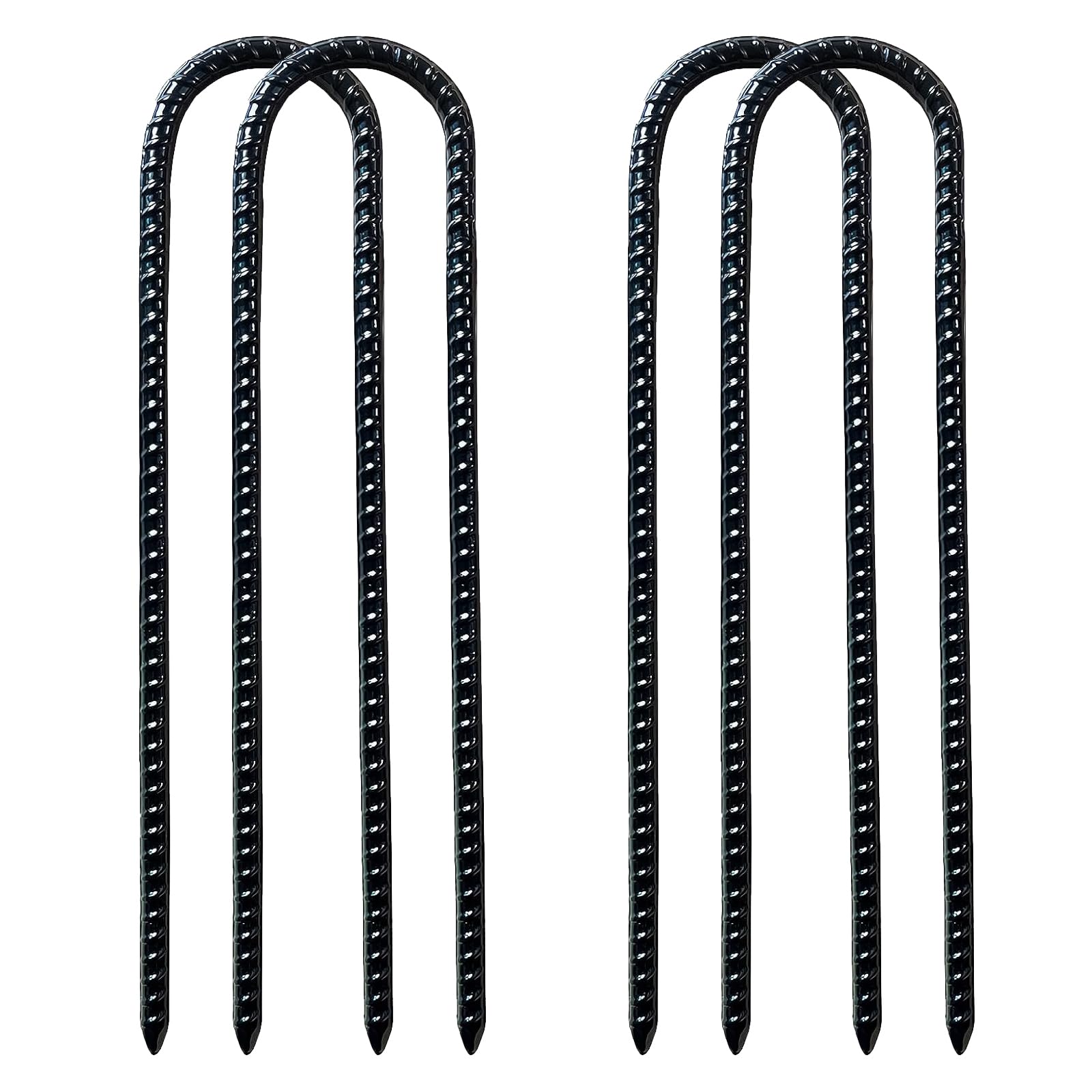Ground Rebar Stakes Gardening Anchors Heavy Duty Landscape Pins Trampoline Wind Stake Steel U Pegs for Camping Tents (30CM 4 Pack)