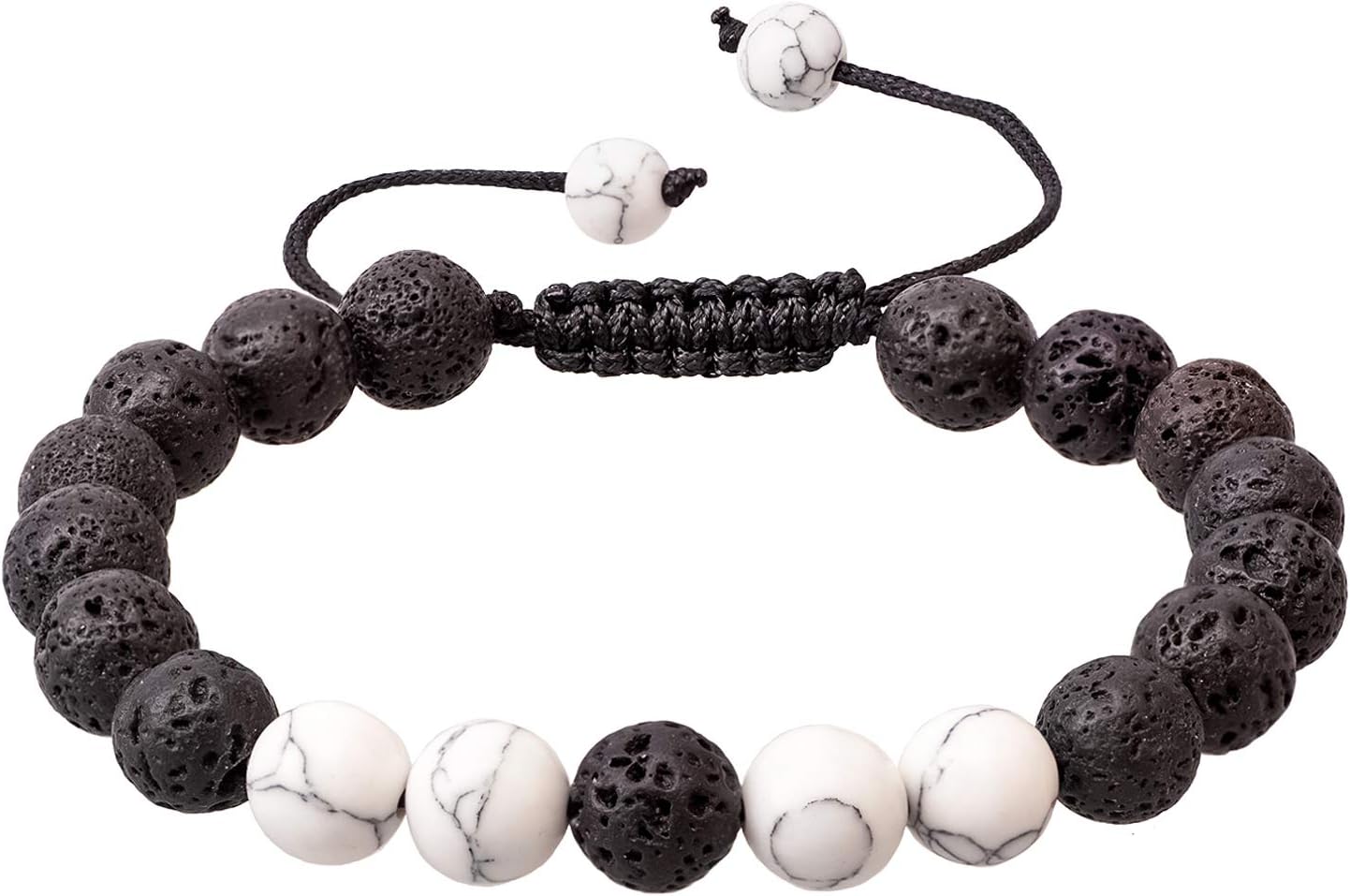 Anxiety Lava Stone Diffuser Bracelet, Yoga Bead Bracelet Natural Crystal Bracelet, Healing Aromatherapy Beads Essential Oil Stretch 8mm Beaded Bracelets for Women and Men
