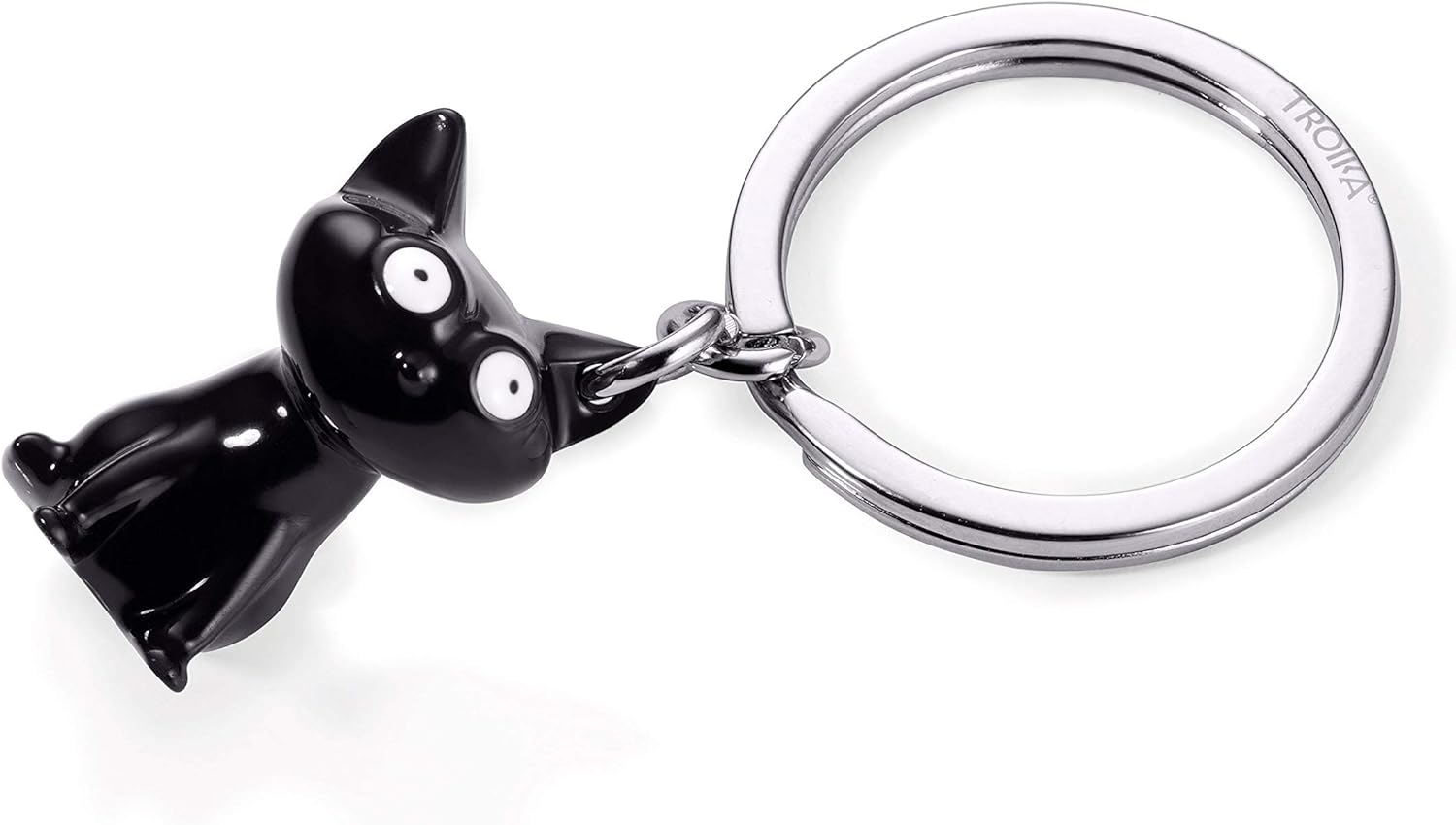 Troika Felix The cat - KR16-22/BK - Keyring - cast Metal, cast Metal/Enamel- Shiny - Chrome Plated - Black - Troika Original