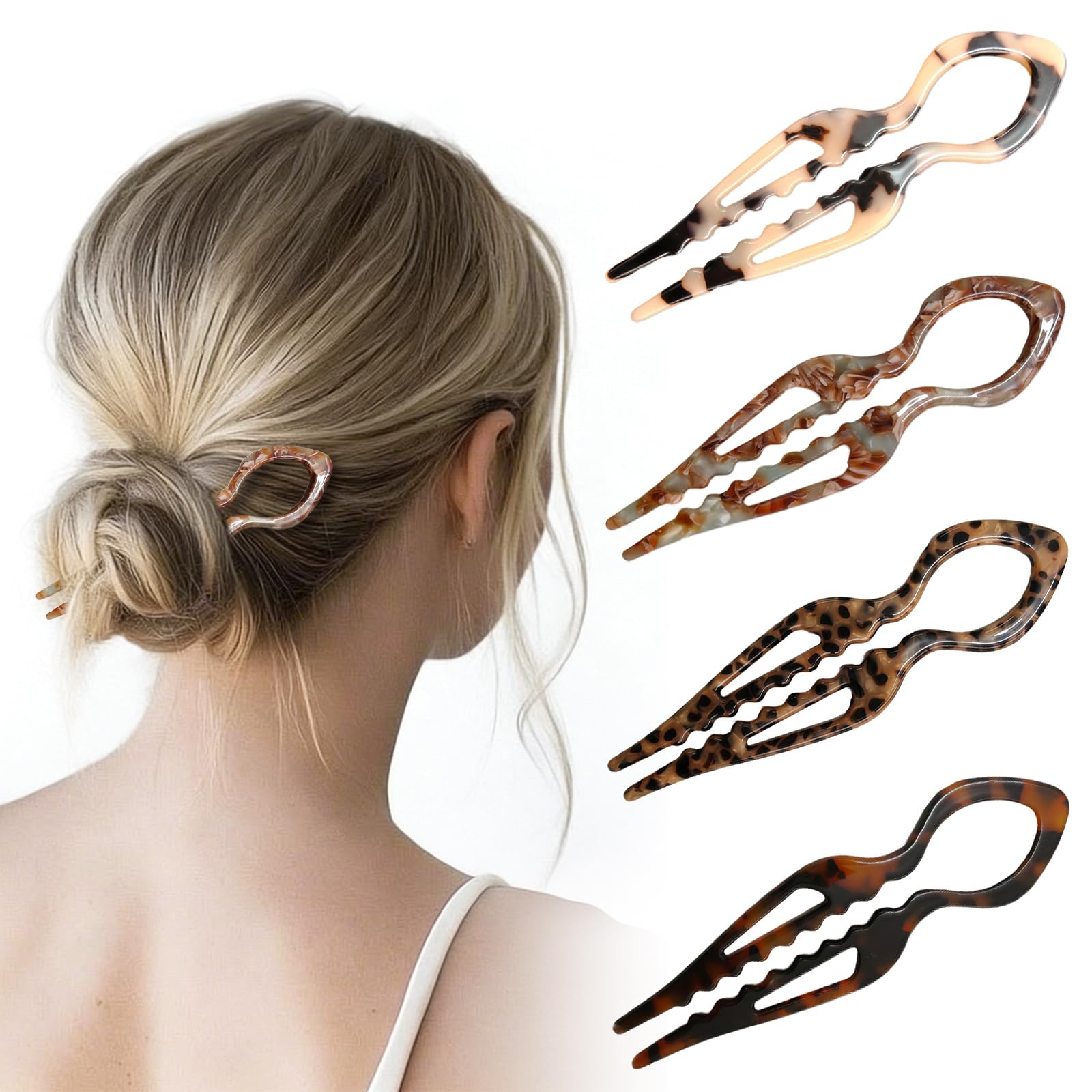 Photo 1 of 4-Pack Prestige French Hair Pin for Women, Retro Hair Clips Double-Notch Locking Mechanism for Thin Thick Hair Anti-loosening Hair Accessories for Updos Buns Everyday Wedding Party(Scissors Shape)
