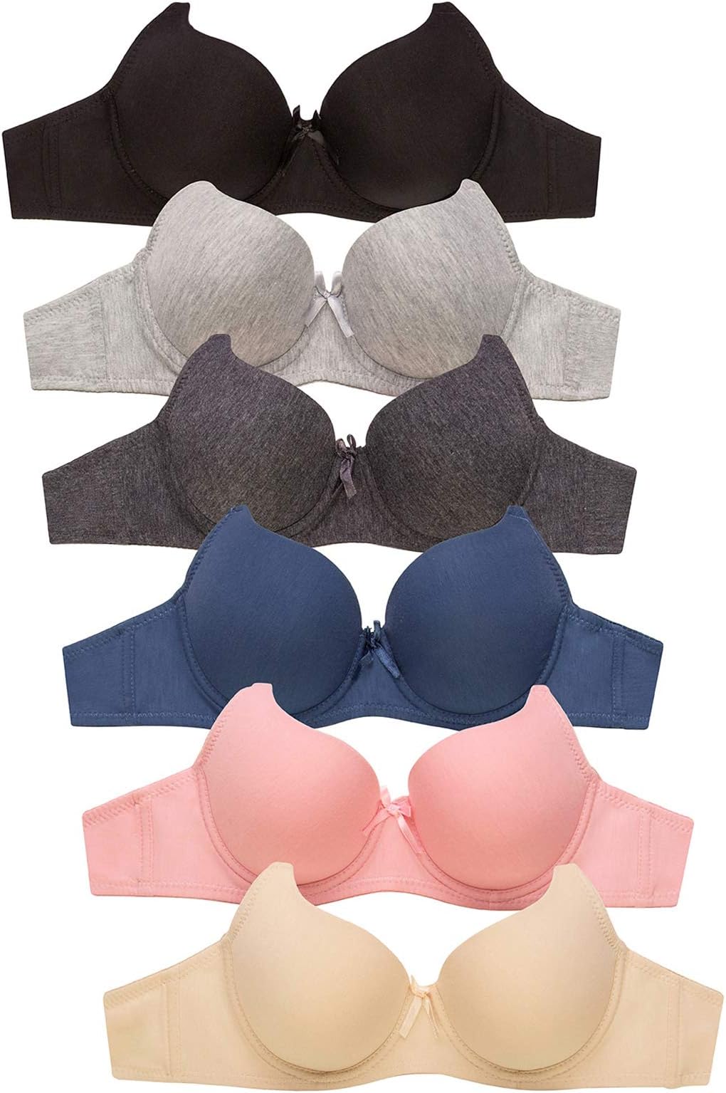 MaMia Women's Full Cup Push Up Lace Bras (Pack of 6)