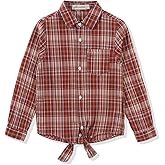 Noomelfish Girls Long Sleeve Button Down Shirt Tie Front Blouse Tops (5-14 Years)