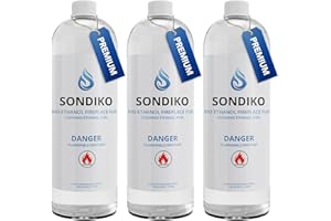 Sondiko Fireplace Fuel for Table Top Fire Pit, Clean Burning Sustainable Fuel, Premium Ethanol Smokeless for Fireplaces, Fire Pits, Stoves and Burners(3 Pack)