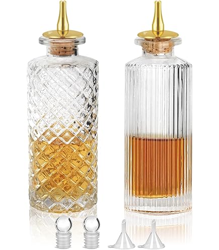 Luxshiny Absinthe - Botella De Vidrio Para Aderezo De Ensalada, Juego De Mezclador Para Cócteles, Dispensador De Vidrio, Tapón De Aceite, Botellas Viejas Para Amargos, Vintage, Cóctel, Dasher Amargo