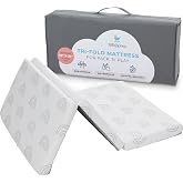 Pack and Play Mattress Topper | 38" x 26" Trifold Soft Foam Boho | Waterproof Cover, Breathable Plush Design, Portable Baby Foam Pad with Comfortable Support for Babies