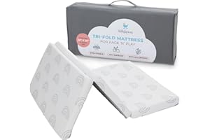 BABYLICIOUS Waterproof Pack and Play Mattress Topper - 38" x 26" | Trifold Style - Breathable Soft Plush Foam - Portable Playard Mattress Topper- Baby Foam Playpen Mattresses for Babies - Boho Rainbow Design