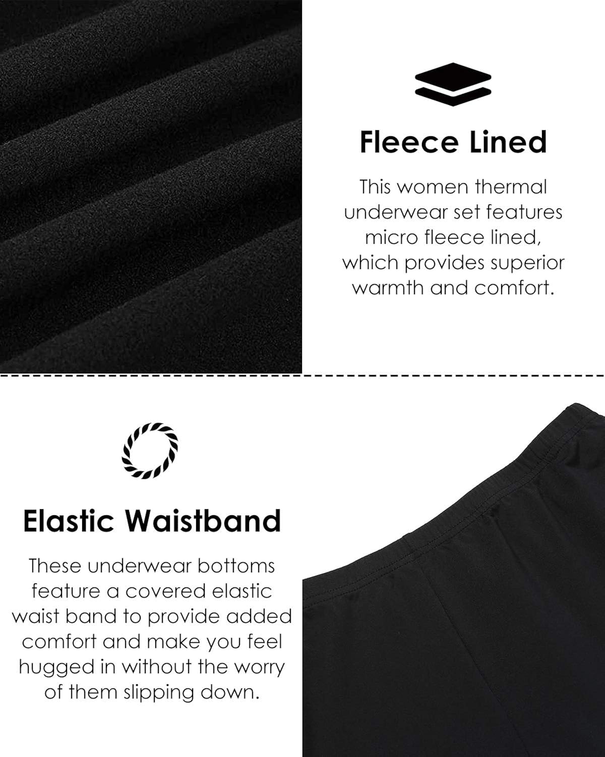 Ekouaer Women's Thermal Underwear Sets Micro Fleece Lined Long Johns Base Layer Thermals 2 Pieces Set at  Women’s Clothing store