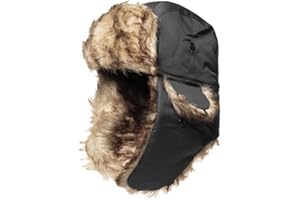 TKAS Winter Trapper Hat Aviator Faux Fur Ushanka Russian Trooper Warm Snow Ski Eskimo Hat with Ear Flaps for Cold Weather
